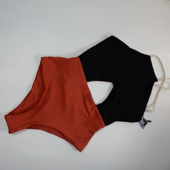 TAVIK Lela One Piece Cut Out SWIMSUIT Size XS Black Rust Orange NEW $146 - Picture 7 of 9